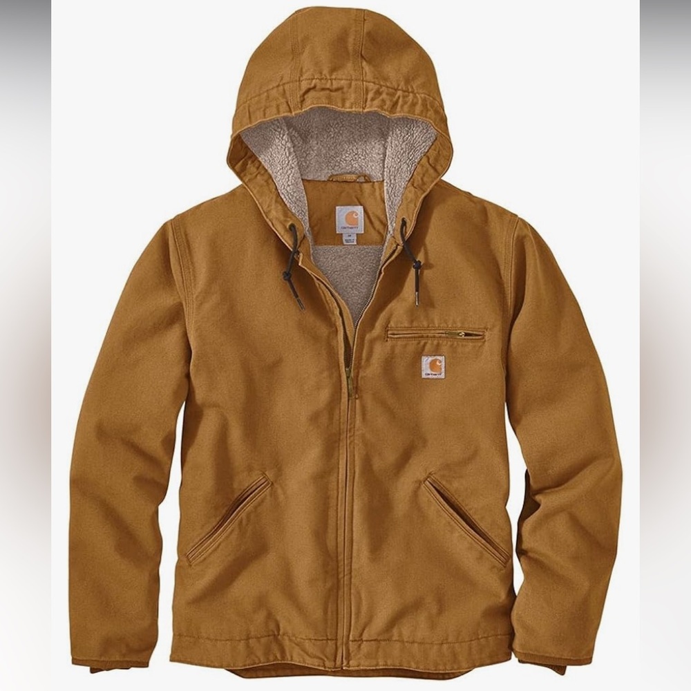 Carhartt Men's Relaxed Fit Washed Duck Sherpa-Lined Jacket